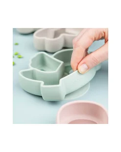 Piatto a Scomparti - Silicone Alimentare - Stick&Stay - Birdee - Verde