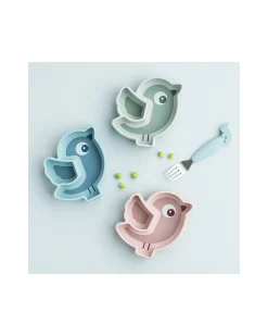 Piatto a Scomparti - Silicone Alimentare - Stick&Stay - Birdee - Verde
