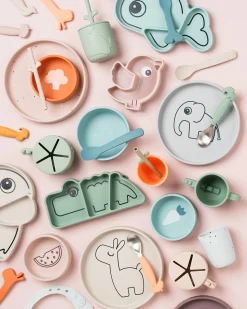 Piatto a Scomparti - Silicone Alimentare - Stick&Stay - Birdee - Cipria