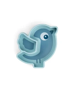 Piatto a Scomparti - Silicone Alimentare - Stick&Stay - Birdee - Blu