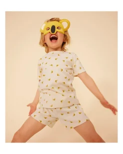 Pigiama a Maniche Corte - 2 pezzi con Maschera - Bianco - Koala - 100% Cotone Bio