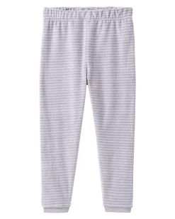 Pigiama a Righe con Polsini - Bianco e Grigio - Cotone GOTS