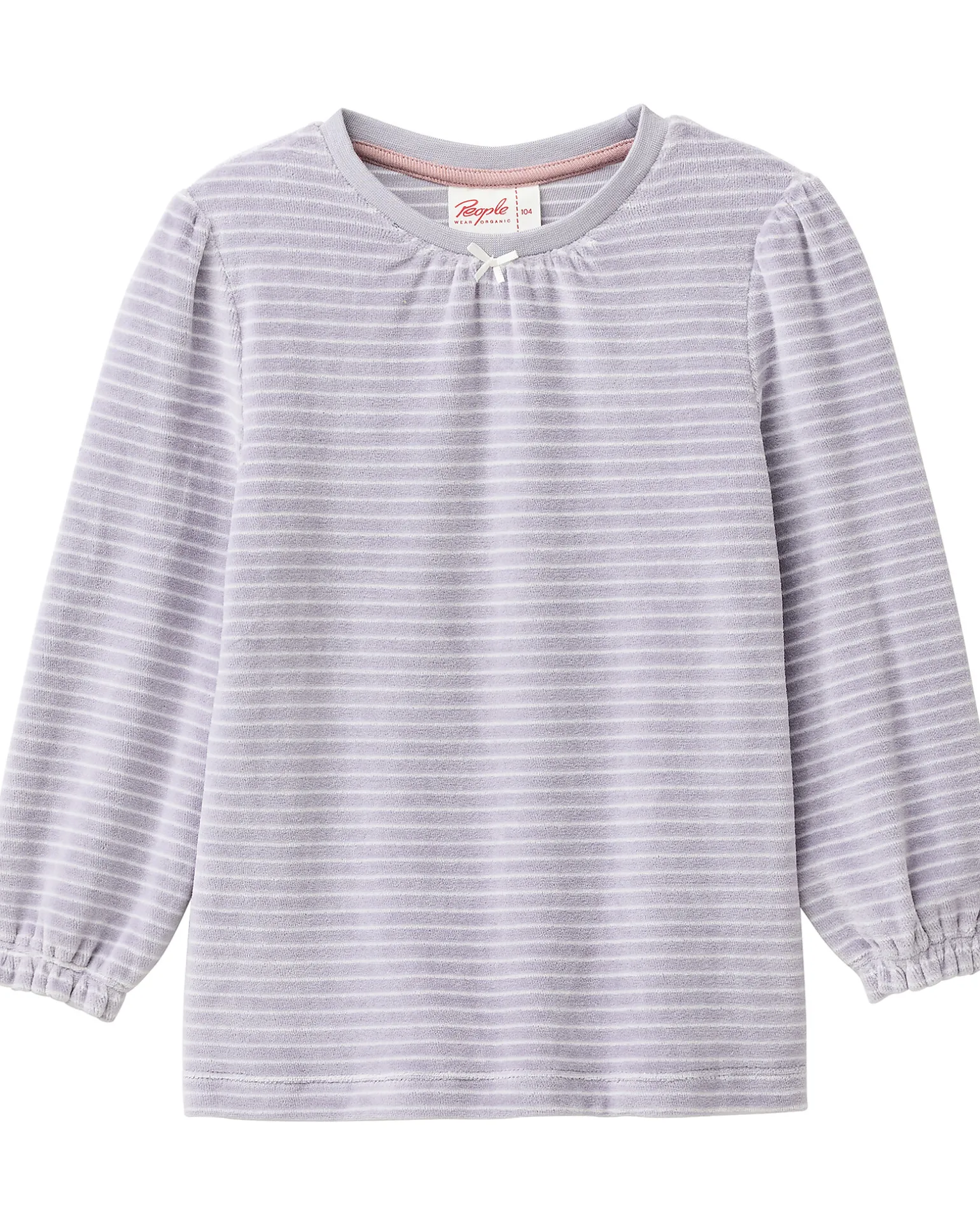 Pigiama a Righe con Polsini - Bianco e Grigio - Cotone GOTS