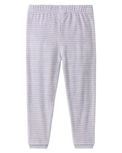 Pigiama a Righe con Polsini - Bianco e Grigio - Cotone GOTS