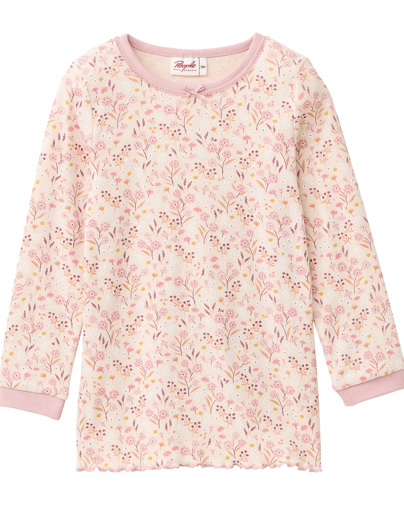 Pigiama Lungo a Fiori - Rosa - Cotone GOTS