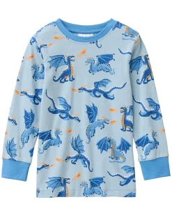 Pigiama Lungo Draghi - Azzurro - Cotone GOTS