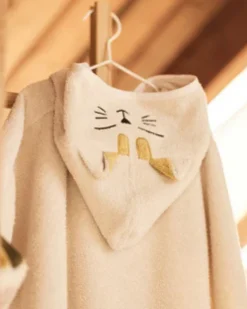 Poncho da Bagno in Spugna - Charlie il Gatto - Sabbia - 65x62 cm
