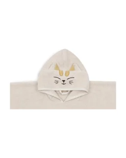 Poncho da Bagno in Spugna - Charlie il Gatto - Sabbia - 65x62 cm