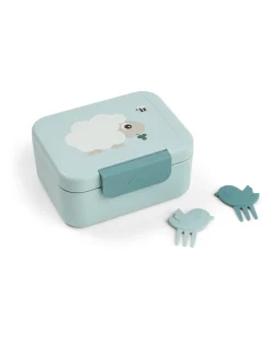 Portapranzo con Divisorio - Tiny Farm - Blu - 13 x 11 x 6 cm - 100% PP Alimentare