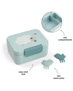 Portapranzo con Divisorio - Tiny Farm - Blu - 13 x 11 x 6 cm - 100% PP Alimentare