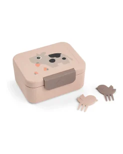 Portapranzo con Divisorio - Tiny Farm - Cipria - 13 x 11 x 6 cm - 100% PP Alimentare