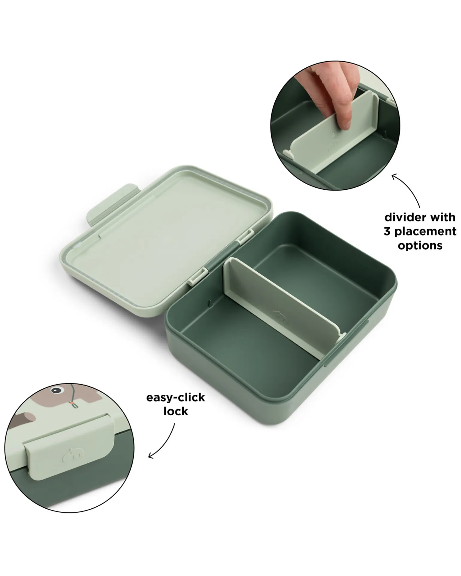 Portapranzo con Divisorio - Tiny Trails - Verde - 17,5 x 13 x 6,5 cm - 100% PP Alimentare