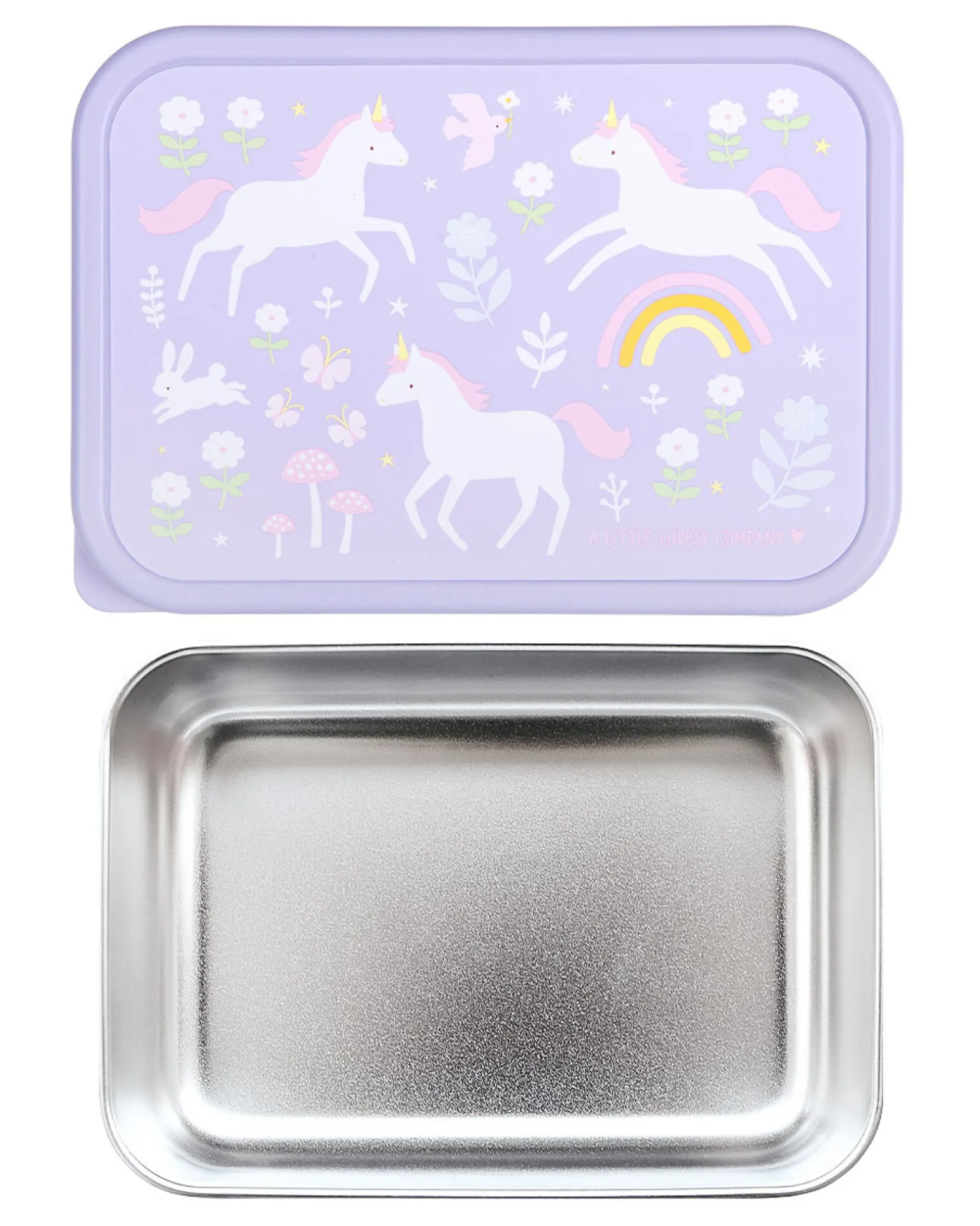 Porta Pranzo in Acciaio - Unicorni - 17.5 x 6 x 12.5 cm