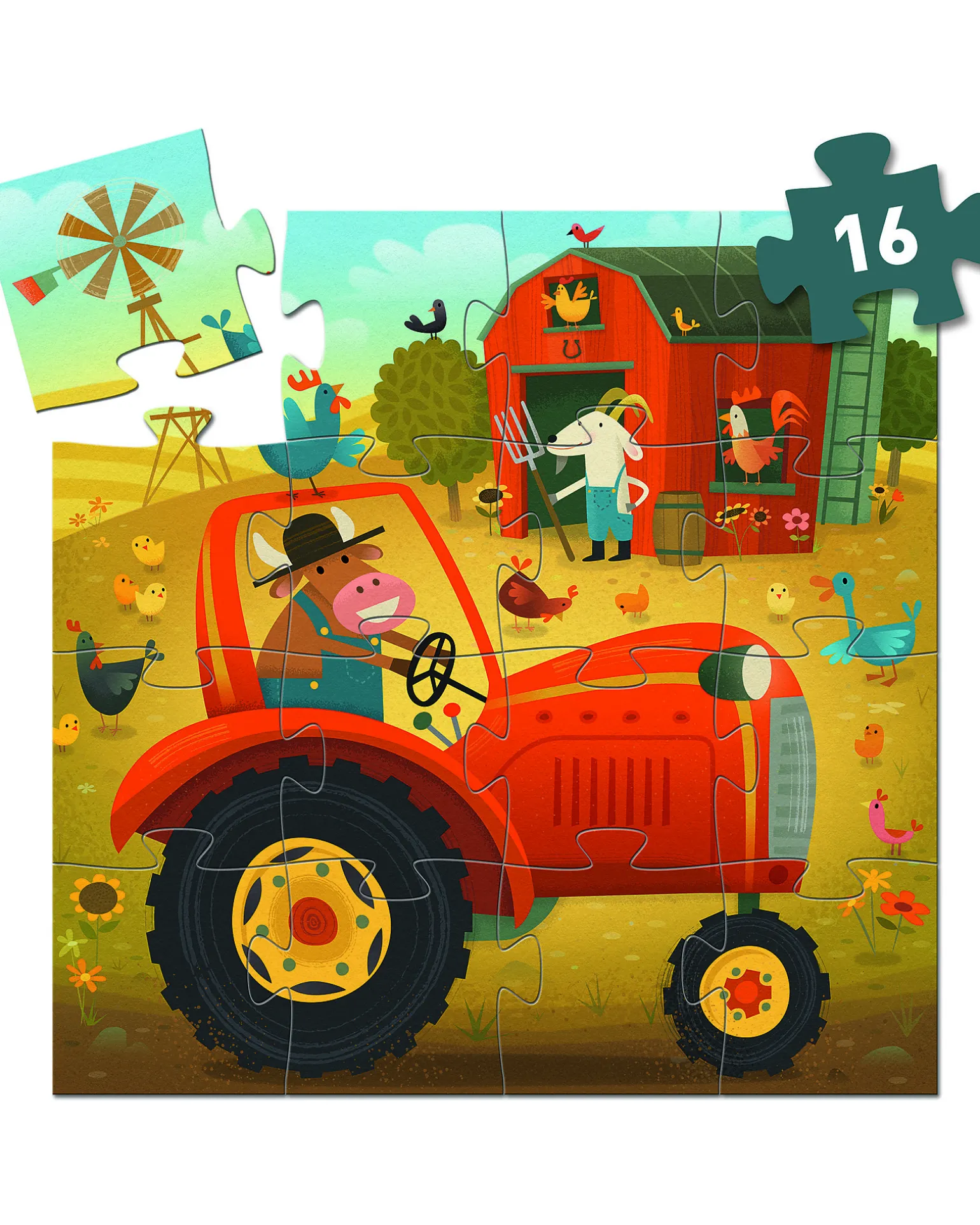 Puzzle Trattore - 16 Pezzi Sagomati