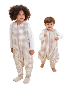 Sacco Nanna con Piedini e Calzini Incorporati - Vichy Beige - TOG 2.5 - 1 anno (70-80 cm)