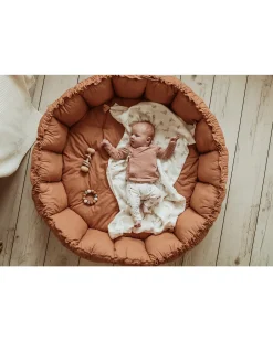 Sacco Portagiochi Bloom - Tappeto Gioco Imbottito e Baby Nest 2 in 1 in 100% Cotone Bio - Tawny Brown