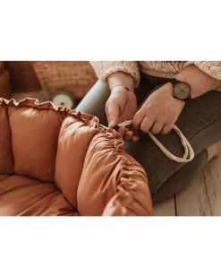 Sacco Portagiochi Bloom - Tappeto Gioco Imbottito e Baby Nest 2 in 1 in 100% Cotone Bio - Tawny Brown