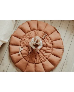 Sacco Portagiochi Bloom - Tappeto Gioco Imbottito e Baby Nest 2 in 1 in 100% Cotone Bio - Tawny Brown