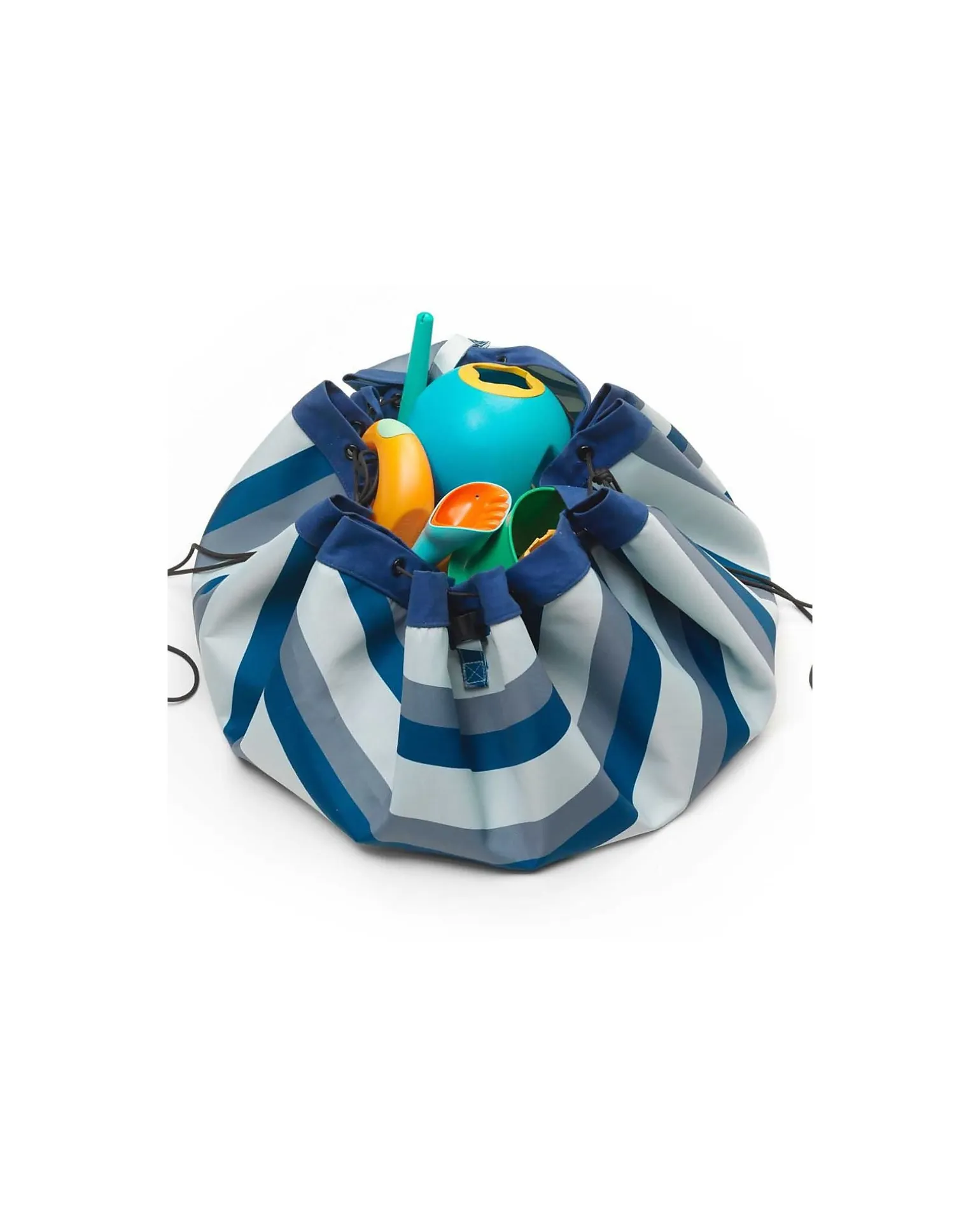 Sacco Portagiochi e Tappeto Gioco da Esterno 2 in 1 - Strisce Blu/Verde