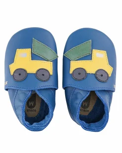 Scarpina Soft Sole - Blu Cobalto con Camion - La cosa migliore dopo i piedi scalzi!