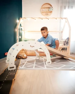 Scivolo/Rampa Montessori 2-in-1 - Legno di Betulla - Sviluppa Equilibrio e Agilità