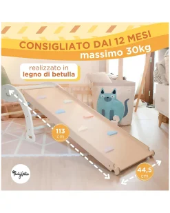 Scivolo/Rampa Montessori 2-in-1 - Legno di Betulla - Sviluppa Equilibrio e Agilità