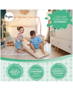 Scivolo/Rampa Montessori 2-in-1 - Legno di Betulla - Sviluppa Equilibrio e Agilità