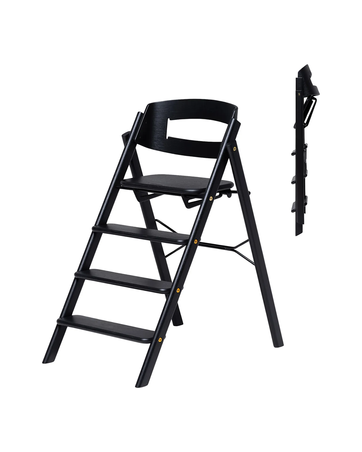 Sedia Evolutiva KLAPP - Nero - Pieghevole Salvaspazio - Legno di Quercia