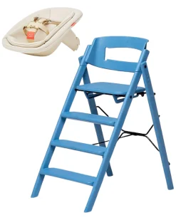 Sedia Evolutiva KLAPP + Sdraietta Neonato - Blu e Sabbia - 100% Materiali Riciclati