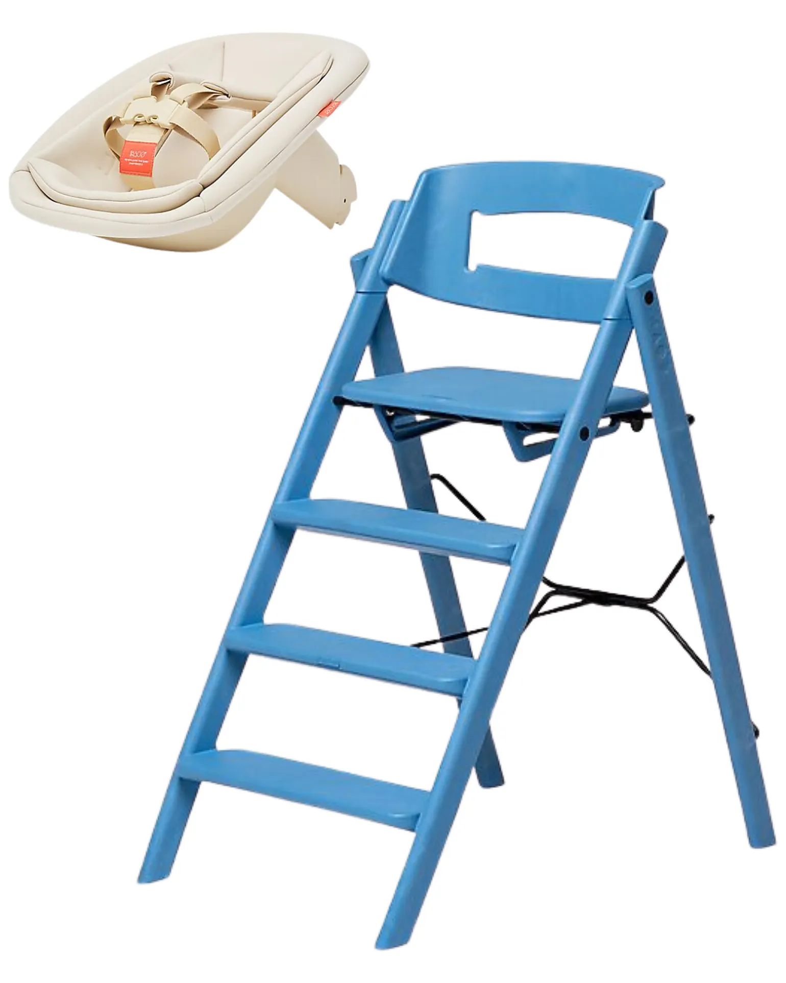 Sedia Evolutiva KLAPP + Sdraietta Neonato - Blu e Sabbia - 100% Materiali Riciclati