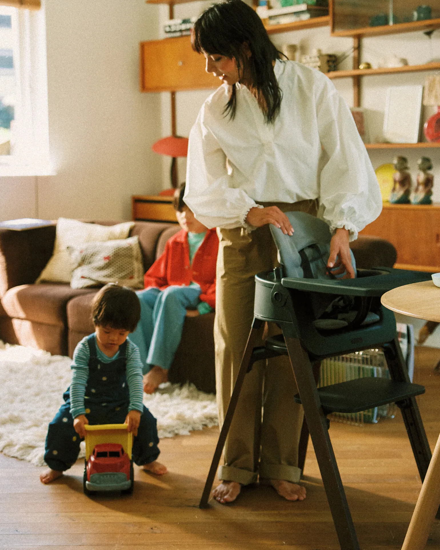 Sedia Evolutiva Steps con Baby Set Vassoio e Imbracatura - Nero e Marrone - Dai 6 Mesi