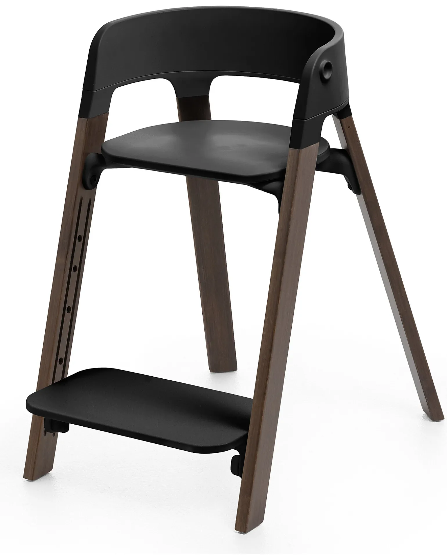 Sedia Evolutiva Steps con Baby Set Vassoio e Imbracatura - Nero e Marrone - Dai 6 Mesi