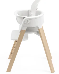 Sedia Evolutiva Steps con Baby Set Vassoio e Imbracatura - Bianco e Naturale - Dai 6 Mesi
