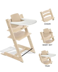 Sedia Evolutiva Tripp Trapp Naturale in Faggio + Baby Set + Vassoio Bianco - 6M+