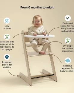 Sedia Evolutiva Tripp Trapp Naturale in Faggio + Baby Set + Vassoio Bianco - 6M+