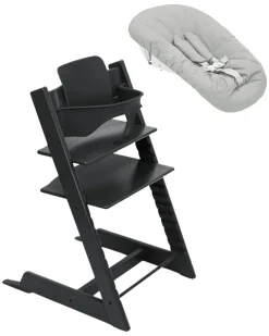 Sedia Evolutiva Tripp Trapp Nera in Faggio + Baby Set + Newborn Set