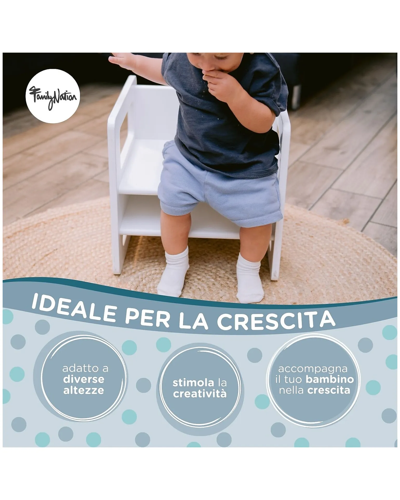 Sedia Montessori Evolutiva - Bianco - Cresce Con Il Tuo Bambino
