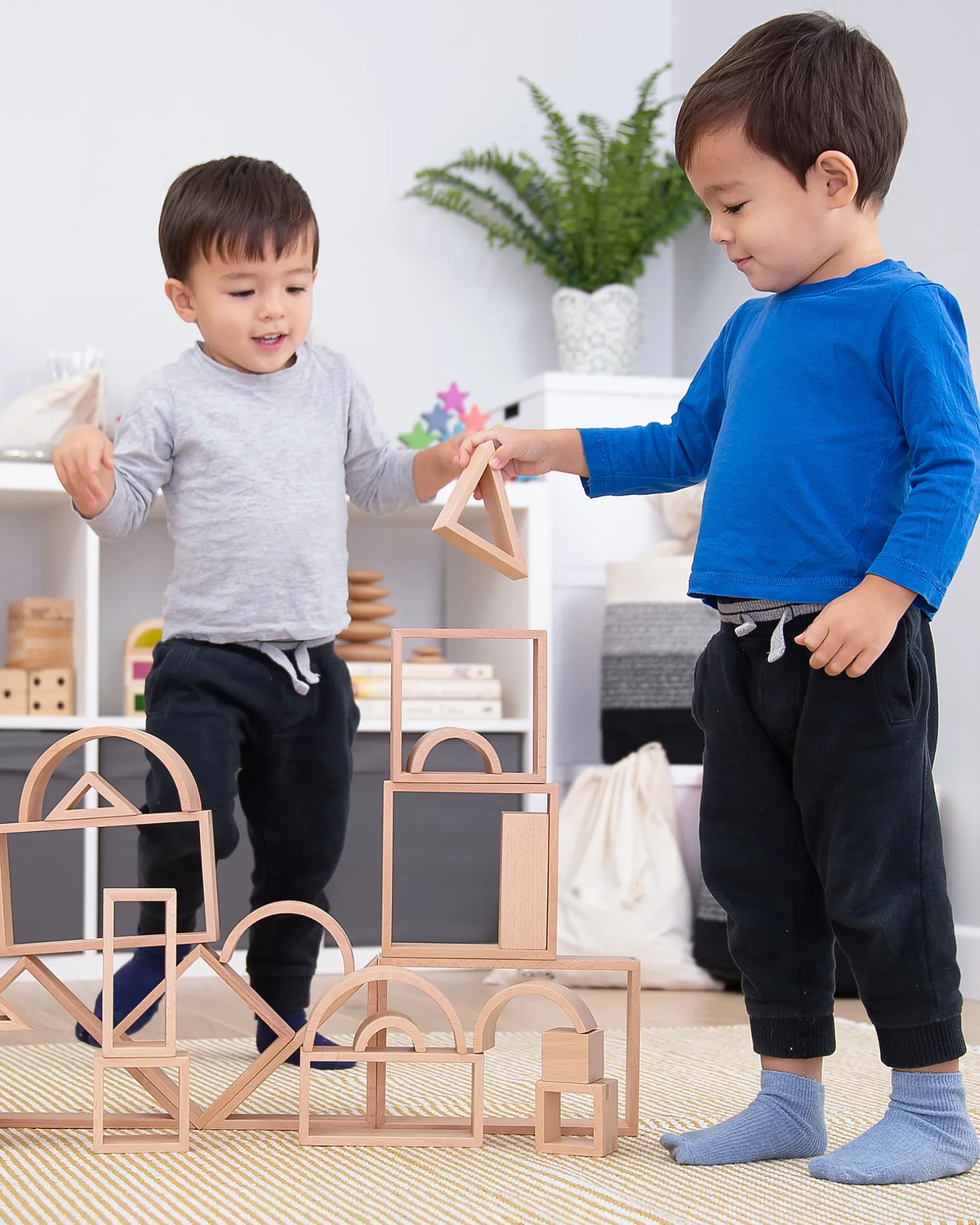 Set Architetto in Legno Massello di Faggio - Natural - 28 Pezzi - 12m+