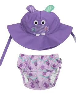 Set Baby Costumino Contenitivo + Cappellino - Ippopotamo - UPF 50+