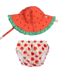 Set Baby Costumino Contenitivo + Cappellino - Fragola Delight - UPF 50+