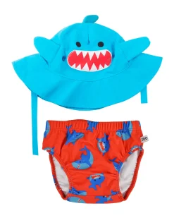 Set Baby Costumino Contenitivo + Cappellino - Sherman lo Squalo - UPF 50+ - Nuovo Design
