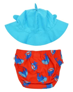 Set Baby Costumino Contenitivo + Cappellino - Sherman lo Squalo - UPF 50+ - Nuovo Design