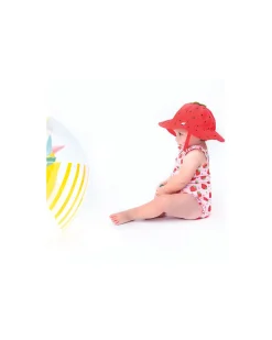 Set Baby 2 Pezzi - Costume Intero con Volant + Cappellino - UPF 50+ - Fragola