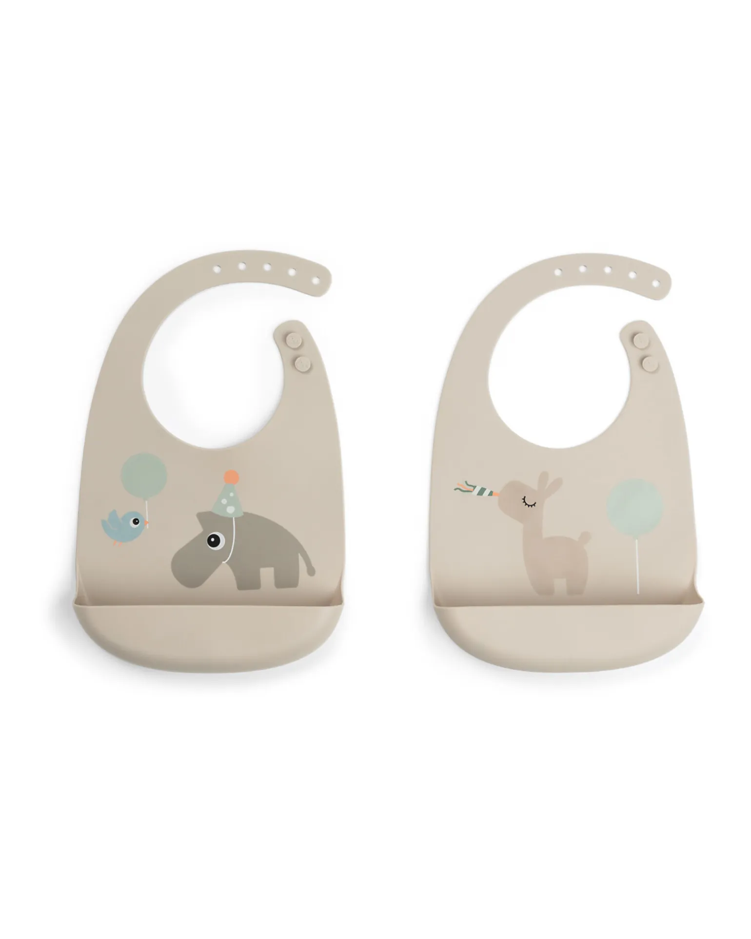 Set 2 Bavagli Impermeabili - Celebration - Sabbia - 100% Silicone Alimentare - con Tasca