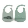 Set 2 Bavagli Impermeabili - Croco - Verde - Silicone Alimentare - con Tasca
