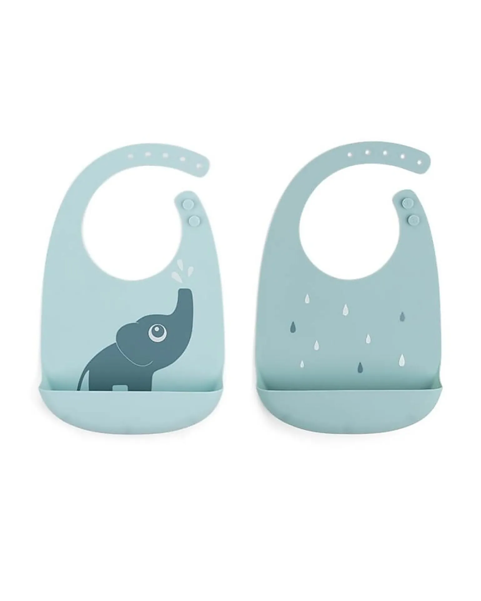 Set 2 Bavagli Impermeabili - Elphee - Blu - Silicone Alimentare - con Tasca