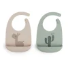 Set 2 Bavagli Impermeabili - Lalee - Sabbia/Verde - Silicone Alimentare - con Tasca