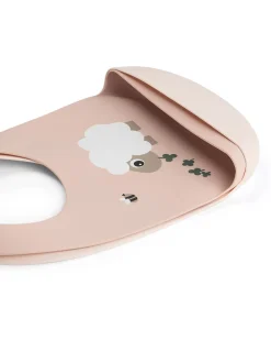Set 2 Bavagli Impermeabili - Tiny Farm - Cipria - 100% Silicone Alimentare - con Tasca