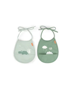 Set 2 Bavaglini Impermeabili - Croco - Verde - con Tasca