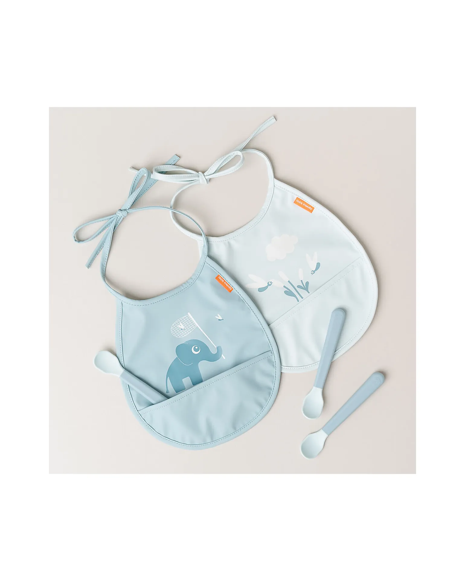 Set 2 Bavaglini Impermeabili - Elphee - Blu - con Tasca